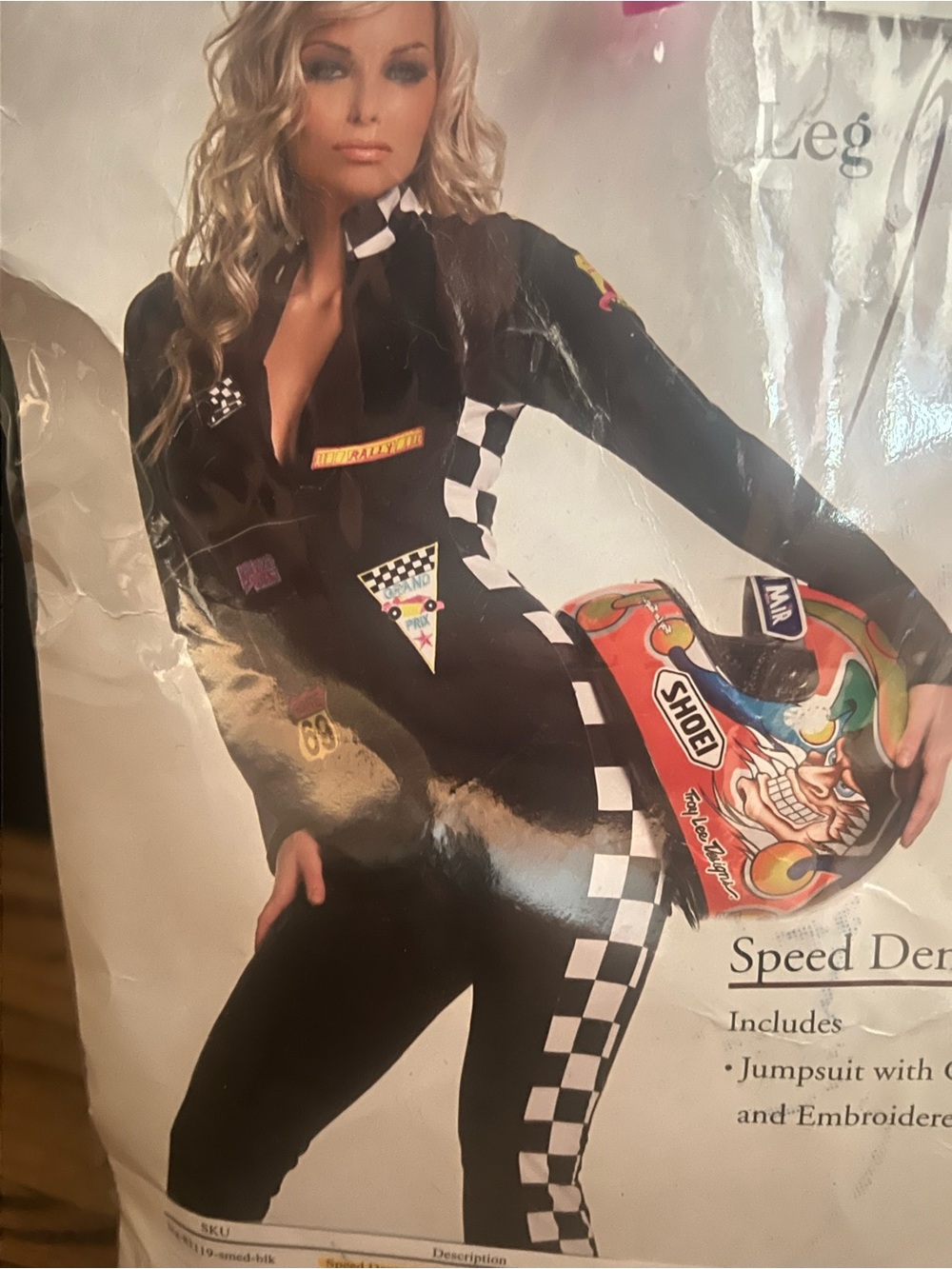 Speed Demon Black Checkered Jumpsuit Costume-Women’s small